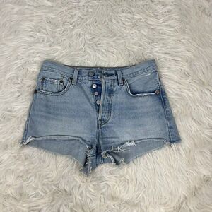 Levi's Premium 501 Jean Shorts Women's Button Fly Distressed Cut-Off Denim Sz 27